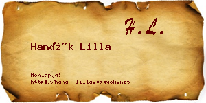 Hanák Lilla névjegykártya